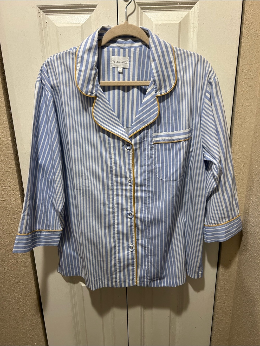 Bed Head PJs Organic Cotton Pajama Top Button Down , M